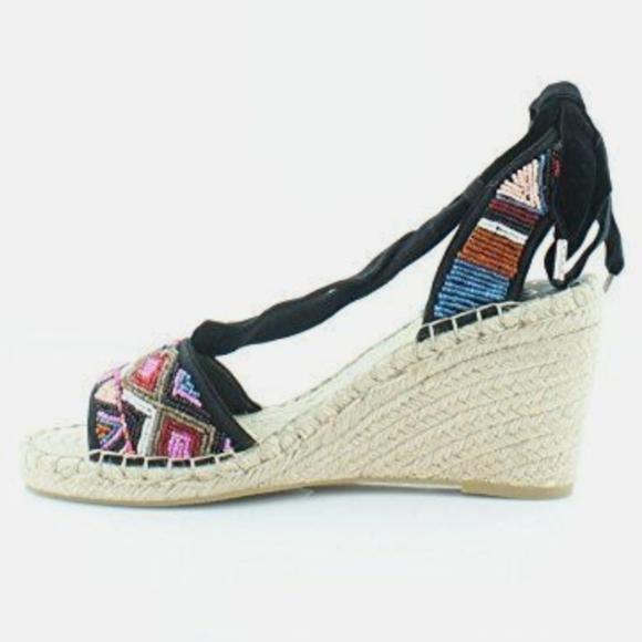 Ash Paola Fabric Open Toe Platform Sandals Black -6 - Picture 2 of 8